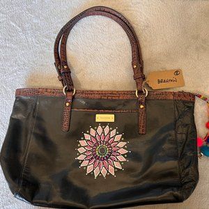 Hand Painted Brahmin Leather Bag